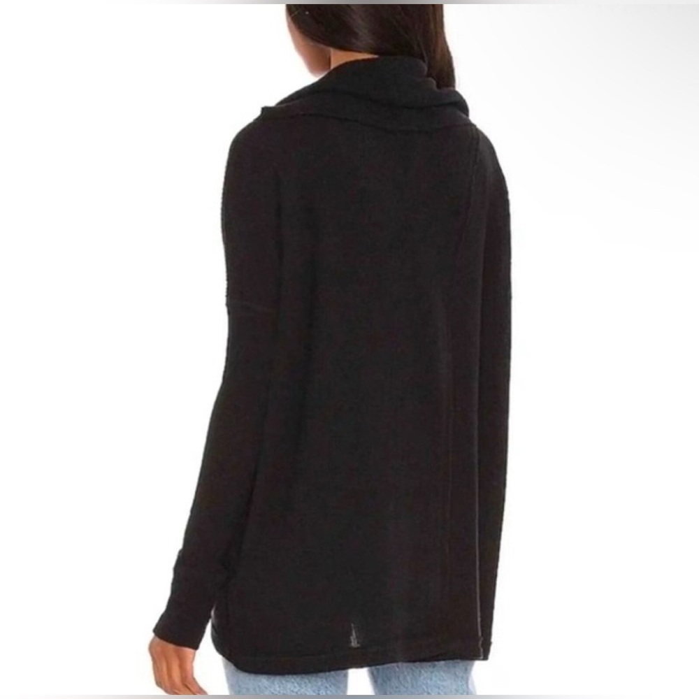 NWT Free People Juicy Long Sleeve Top Cowl Neck Thermal Oversized Open Back blac - Picture 8 of 11
